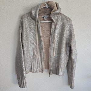 Rachel Zoe Silver and Cream Hooded Sweater
